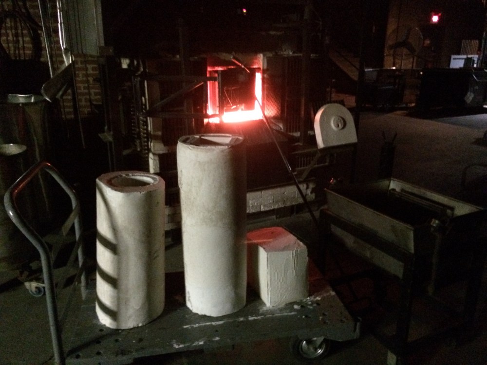 It was a very long day of mixing plaster in 5 gallon buckets. The big molds were extremely heavy so I set them by the furnace to dry out some. I was sore that night!